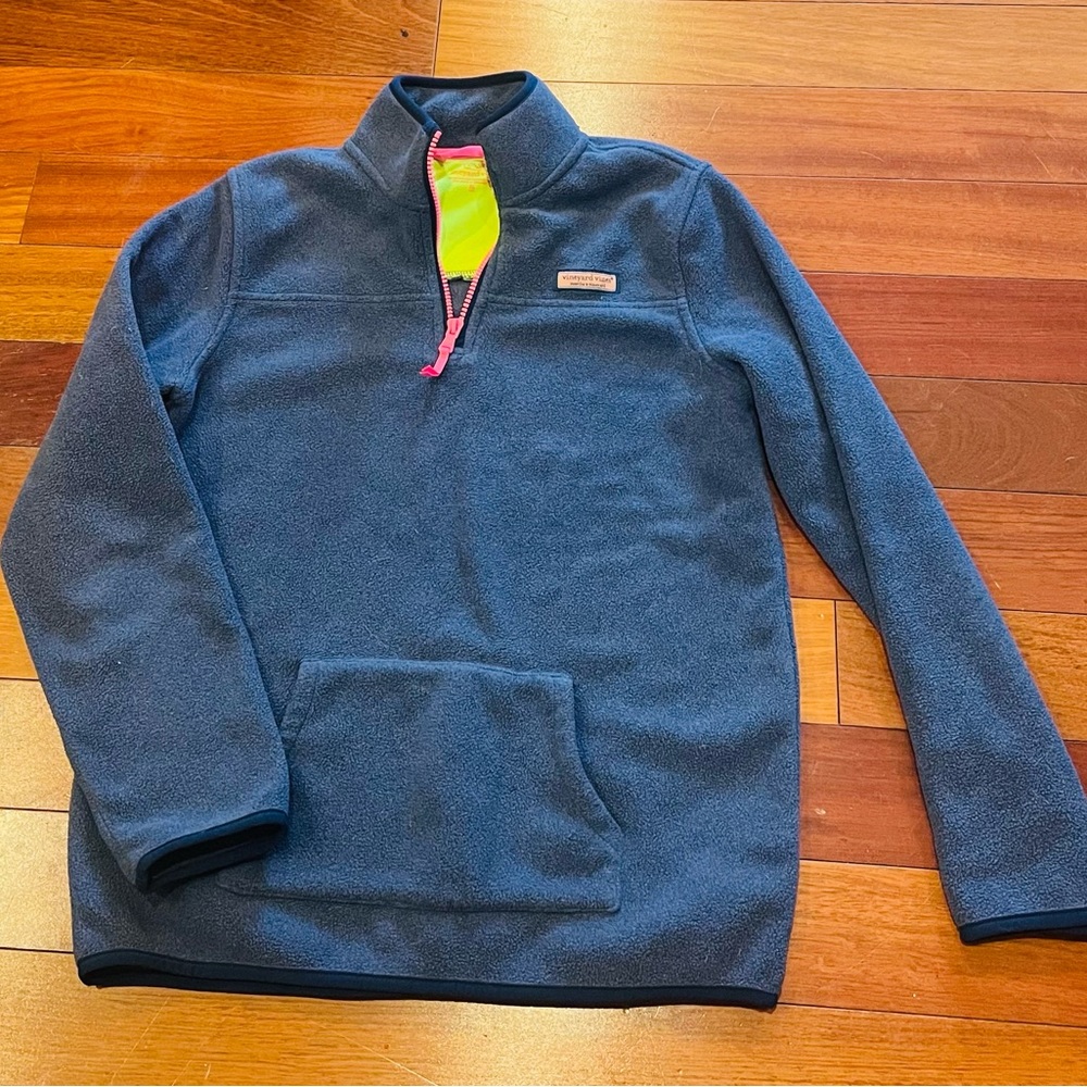 💥😁Vineyard Vines Navy Fleece pullover-XL-EUC pink, 3/4 zip, kids